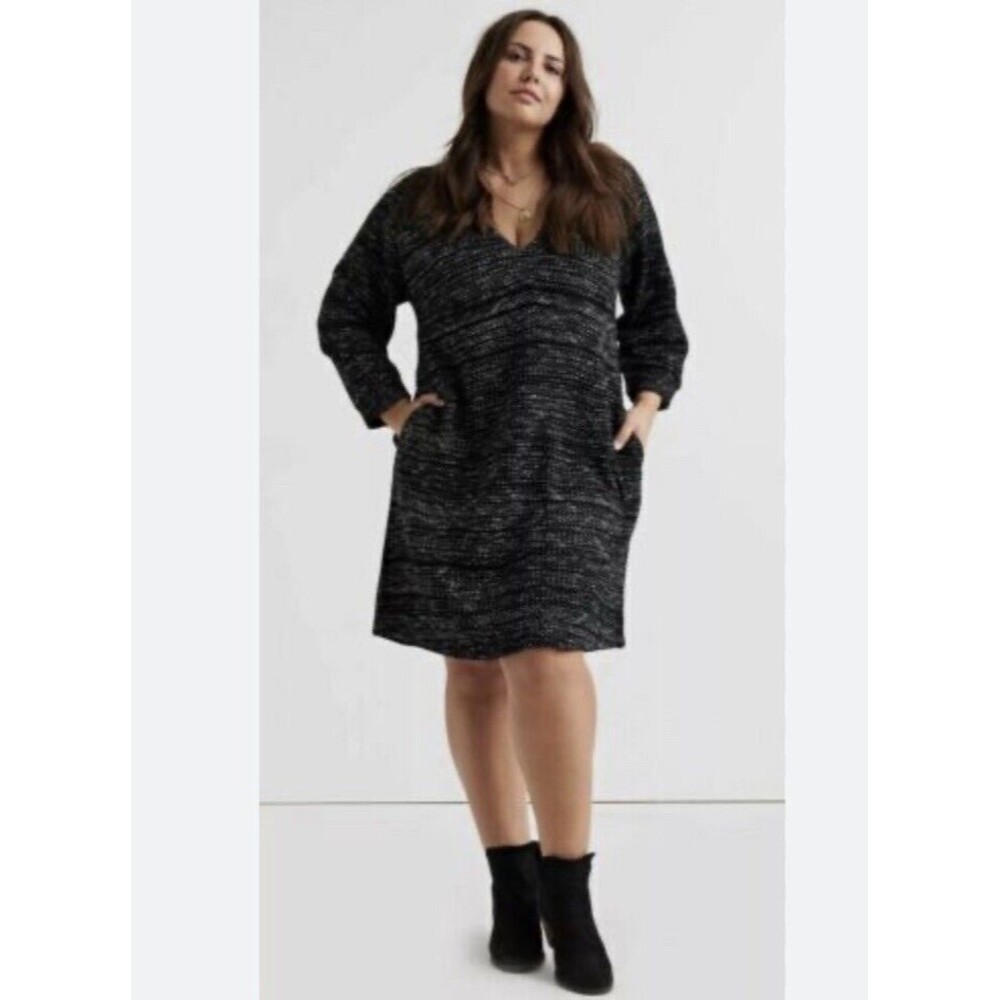 Lucky Brand Womens Blouson Sleeve Knit Sweater Dress XL